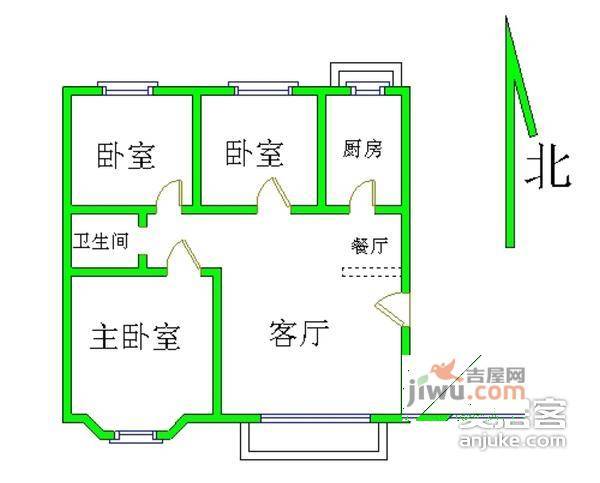 澜花语岸3室1厅1卫113㎡户型图