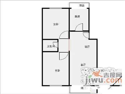 潞邑花园2室1厅1卫户型图