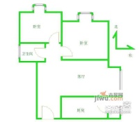 武互时代2室1厅1卫88㎡户型图