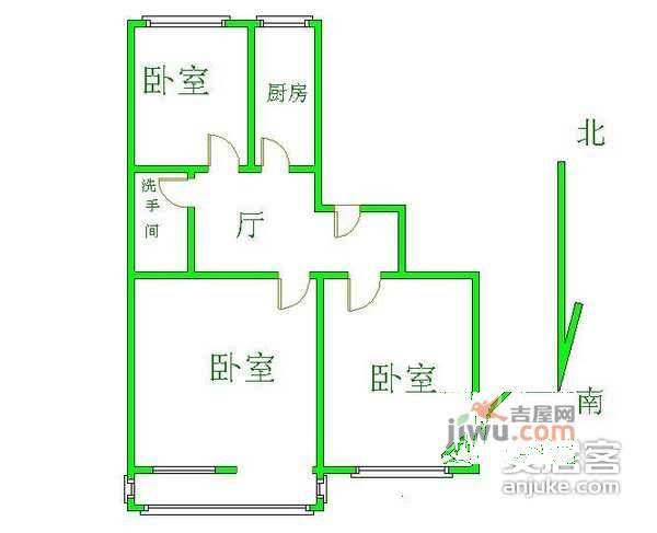 老山东里北区3室1厅1卫120㎡户型图