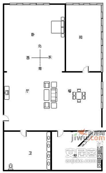 新起点嘉园1室1厅1卫980㎡户型图