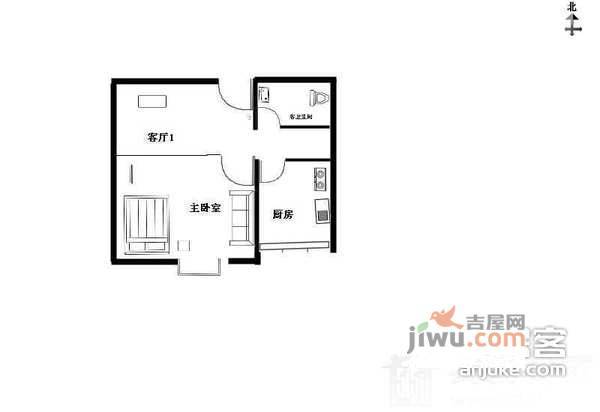 北太平庄路小区1室1厅1卫47㎡户型图