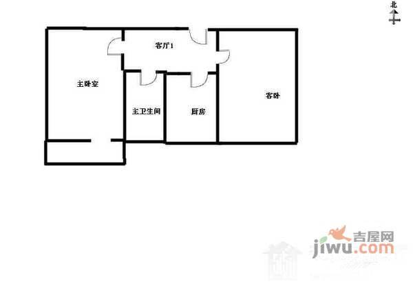 北太平庄路小区2室1厅1卫100㎡户型图