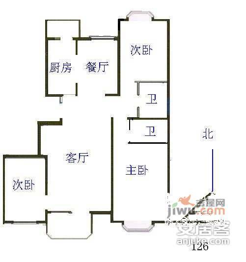 草桥欣园三区4室2厅2卫105㎡户型图