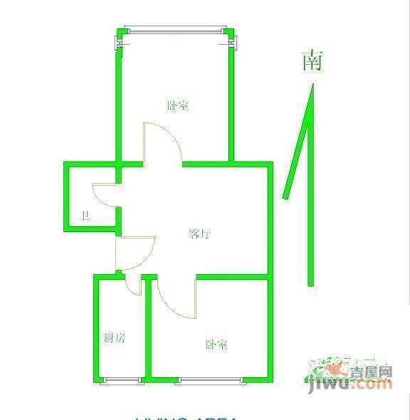 角门甲4号院2室1厅1卫85㎡户型图