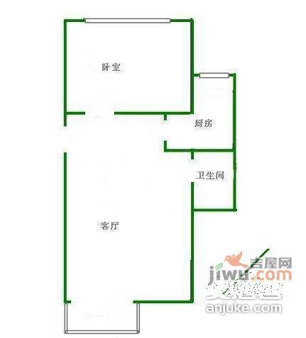 角门甲4号院1室1厅1卫60㎡户型图