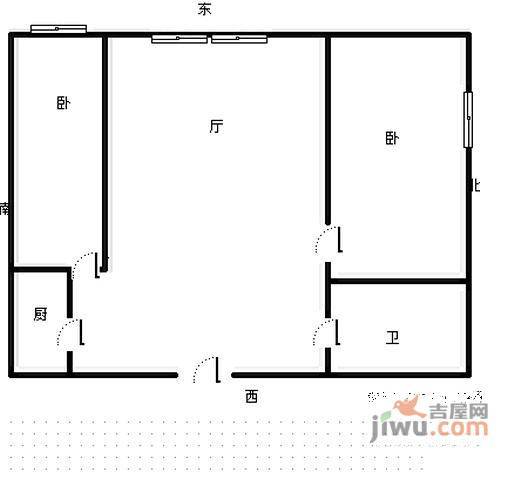 南木樨园2室1厅1卫63㎡户型图