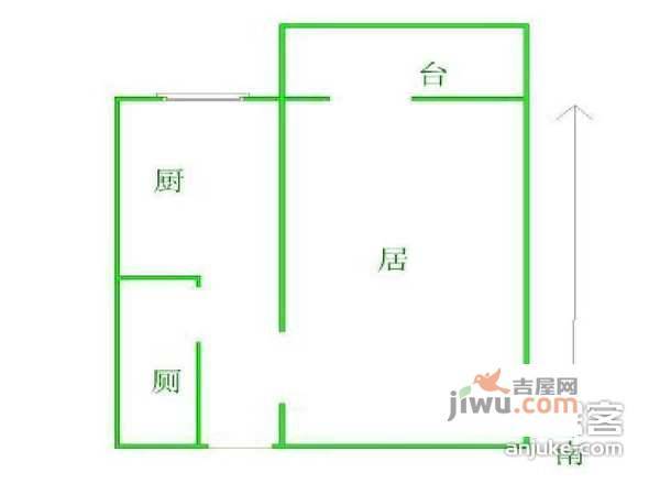 六里桥7号院1室1厅1卫45㎡户型图