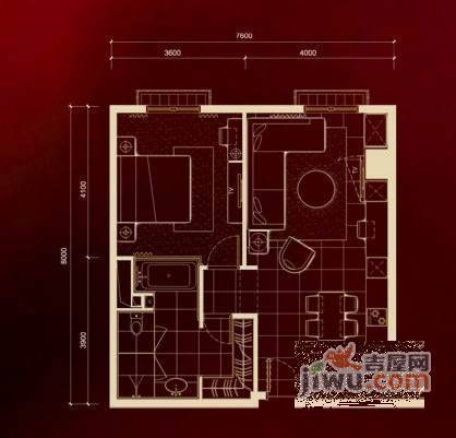 瑞士公寓1室1厅1卫95㎡户型图