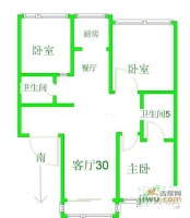 宇航小区3室2厅1卫101㎡户型图