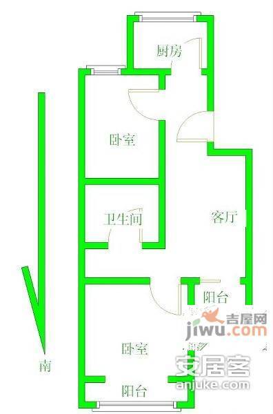 成和缘2室2厅1卫130㎡户型图