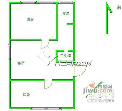 安苑东里2室1厅1卫66㎡户型图