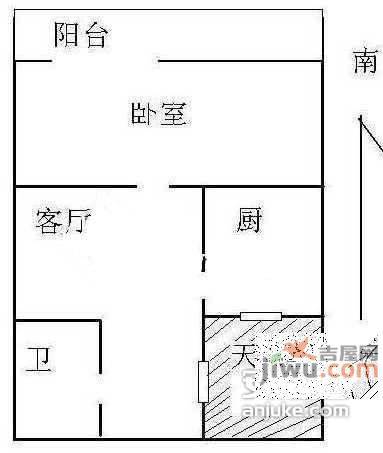 垡头西里二区1室1厅1卫户型图