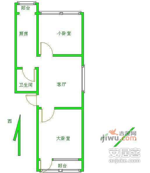 安华里社区2室1厅1卫64㎡户型图