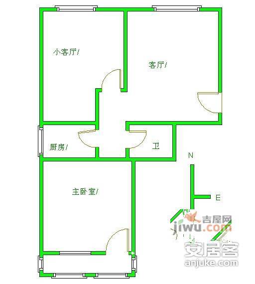 安华里社区2室1厅1卫64㎡户型图