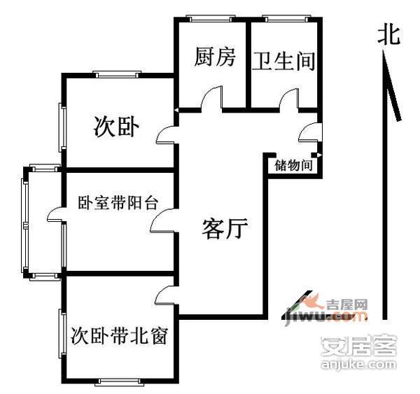 安华里社区3室1厅1卫76㎡户型图