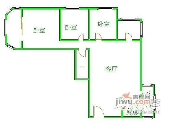 双花园南里3室2厅1卫116㎡户型图