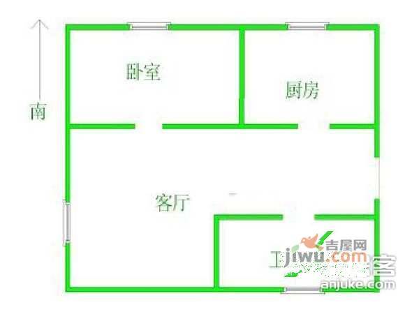 北沙滩4号院1室1厅1卫45㎡户型图