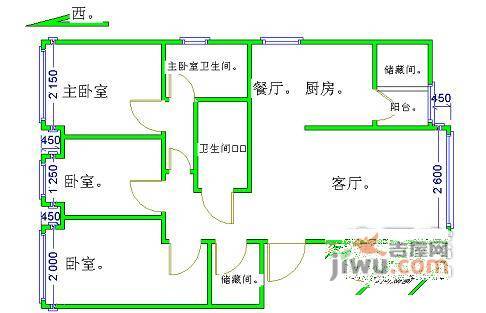 慧谷金色家园3室1厅1卫165㎡户型图