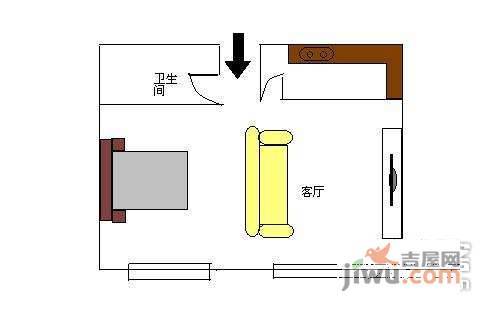 慧谷金色家园1室1厅1卫51㎡户型图