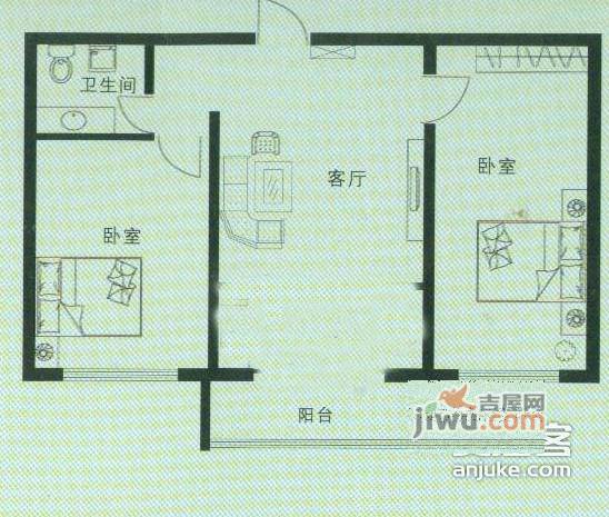 慧谷金色家园2室2厅2卫120㎡户型图