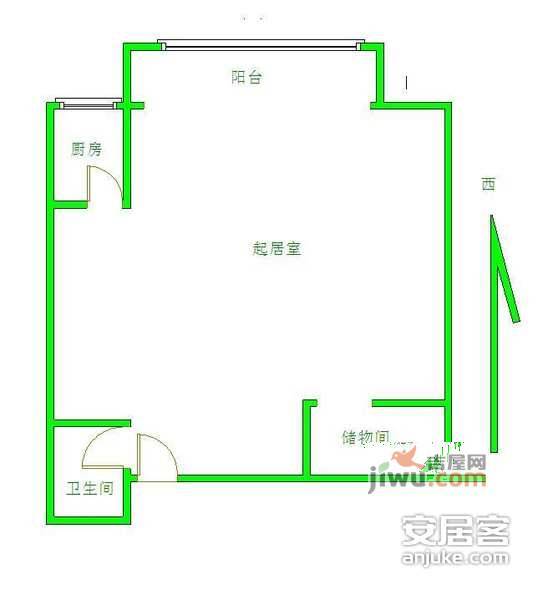 慧谷金色家园1室0厅1卫50㎡户型图