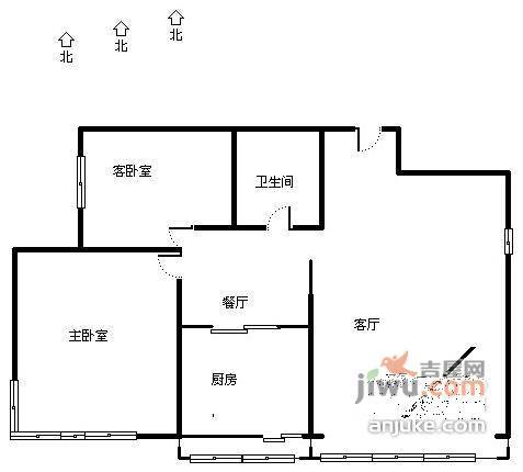 慧谷金色家园2室2厅1卫108㎡户型图