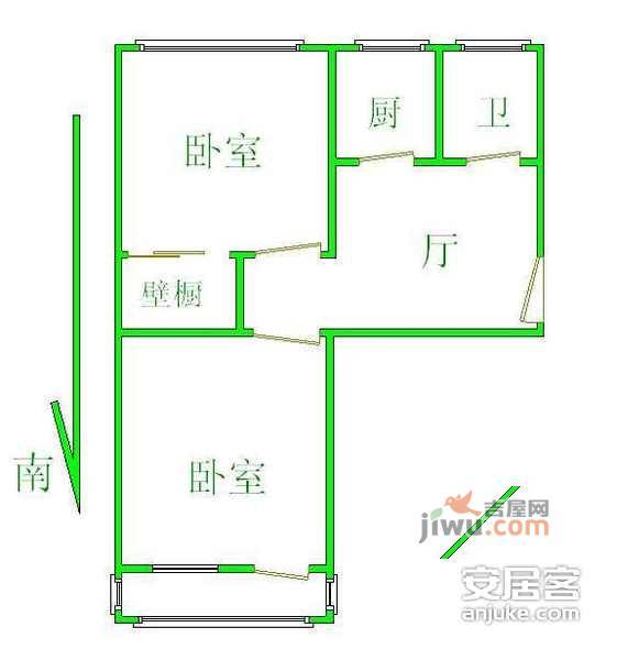 水碓子北里2室1厅1卫89㎡户型图