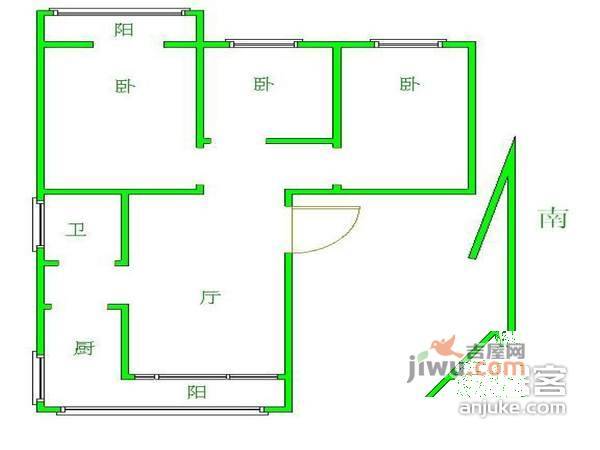 水碓子北里3室1厅1卫85㎡户型图