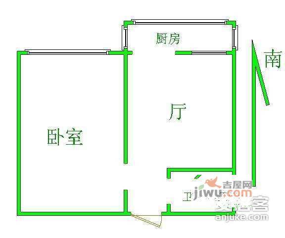 团结湖北三条1室1厅1卫41㎡户型图