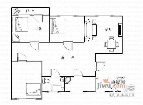 二毛小区3室1厅1卫101㎡户型图