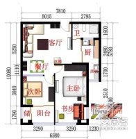 二毛小区2室2厅2卫110㎡户型图