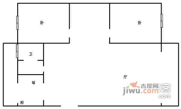 蓝天园小区2室2厅1卫83㎡户型图