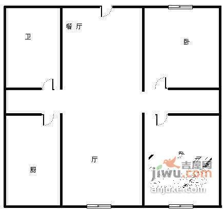 尚城2室1厅1卫116㎡户型图