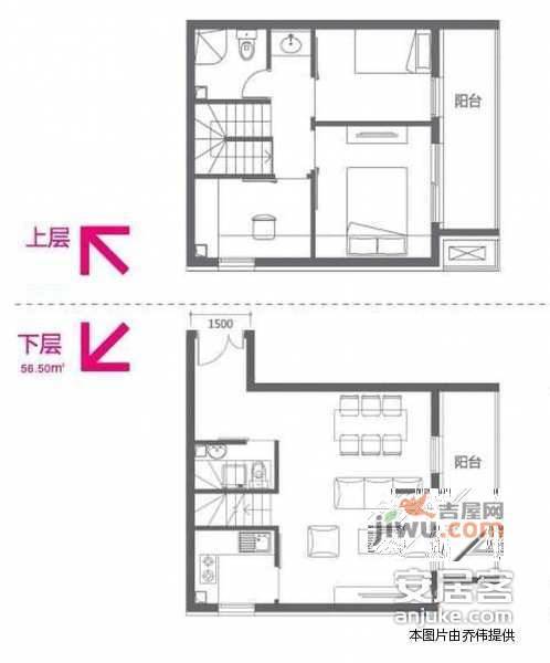 尚城2室2厅1卫91㎡户型图