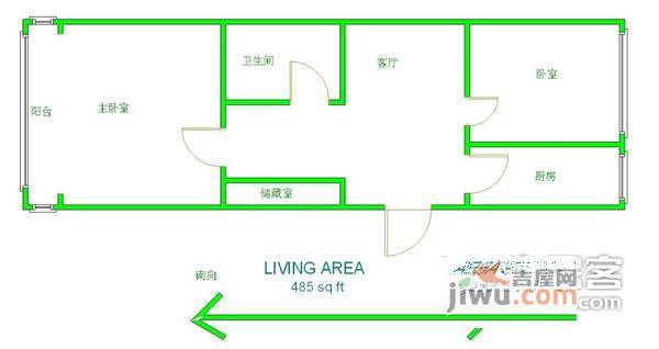 宣东花园2室1厅1卫48㎡户型图