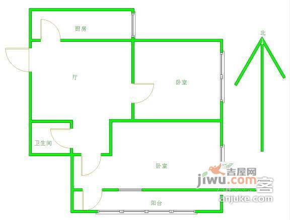 瑞莲家园2室1厅1卫92㎡户型图