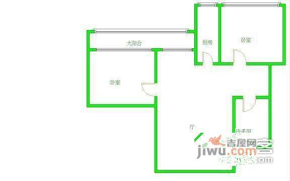 西环景苑2室1厅1卫94㎡户型图