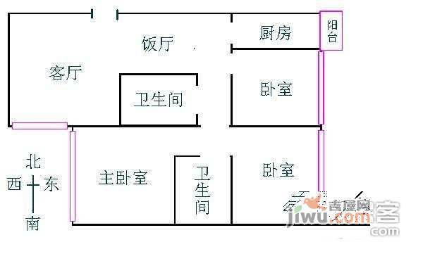 岳峰园3室2厅2卫户型图