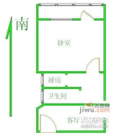 扣钟北里1室1厅1卫40㎡户型图