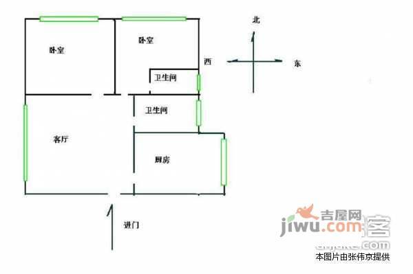 百万庄午区3室1厅2卫103㎡户型图