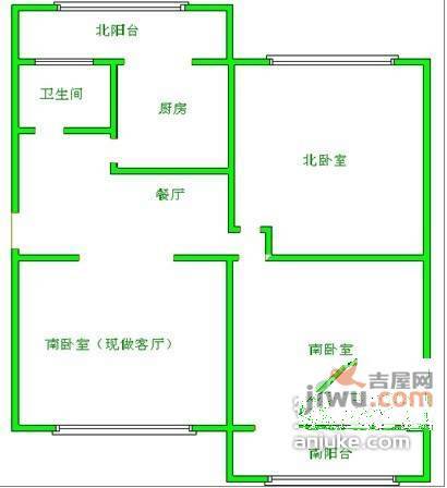 百万庄午区3室1厅1卫90㎡户型图