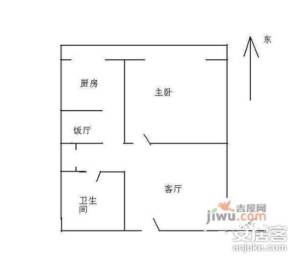 万明园小区1室1厅1卫58㎡户型图