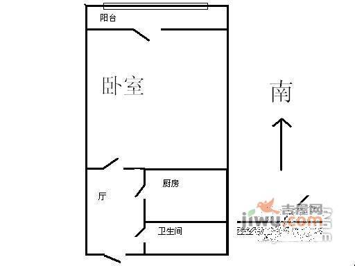 万明园小区1室1厅1卫58㎡户型图