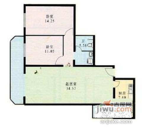 双花园小区1室1厅1卫46㎡户型图