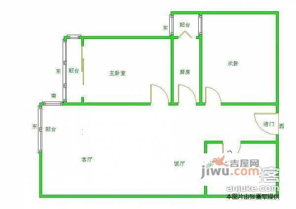 西豪逸景一期2室1厅1卫98㎡户型图