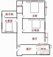 紫荆花园1期3室1厅1卫88㎡户型图