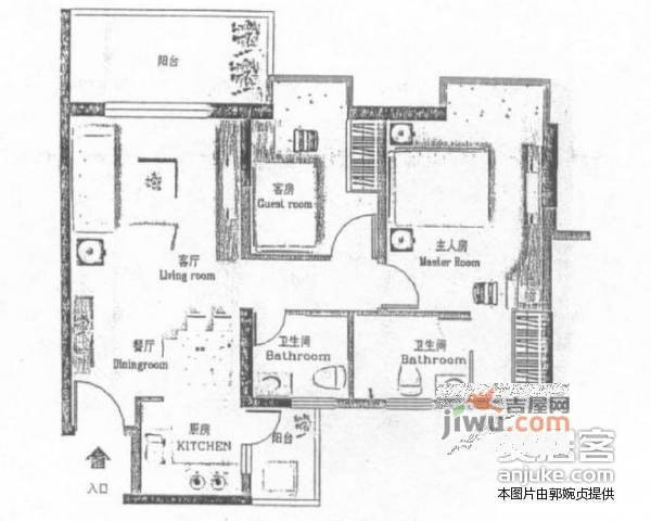 丽景花园3期2室2厅2卫户型图