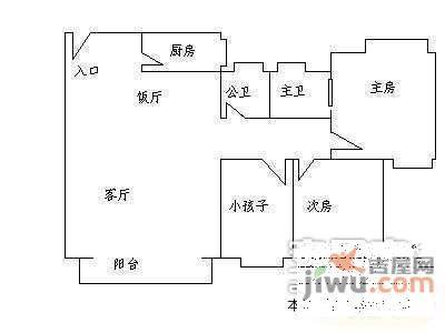 东江花园3室2厅1卫73㎡户型图