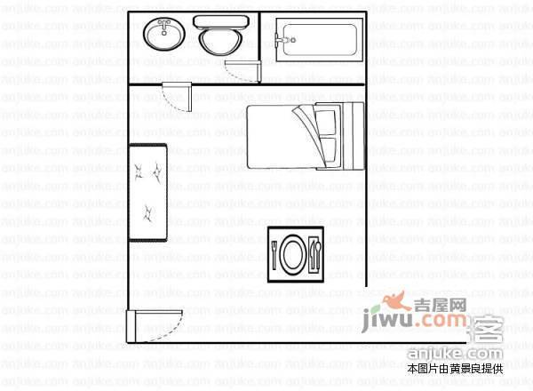 时尚岛蓝钻1室0厅1卫35㎡户型图